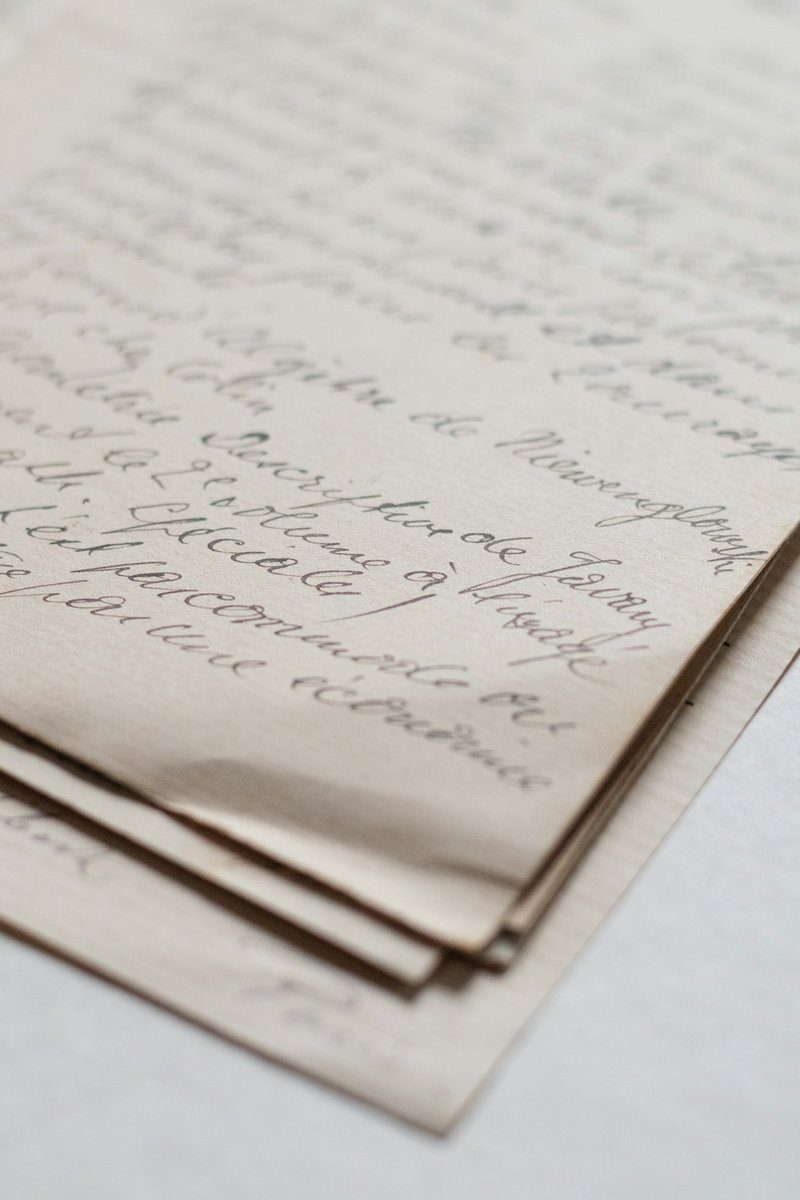 Feuillets anciens couverts d'une écriture à la main
